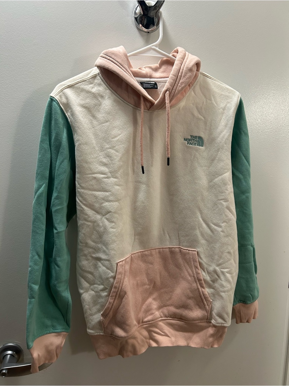 The North Face Cream, Pink & Green Colorblock Pullover Hoodie